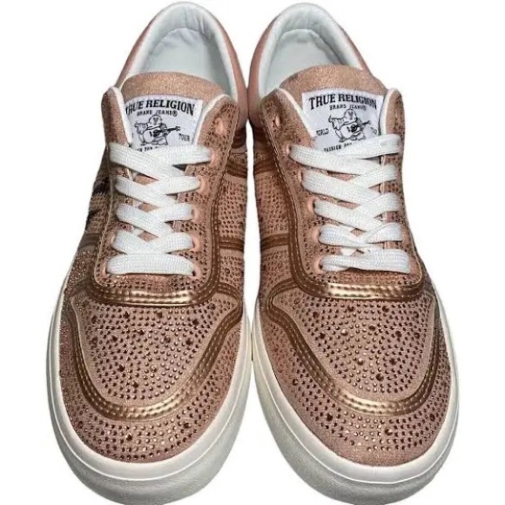 True Religion Esperanza Sneakers  Woman’s Rose Logo Rhinestones Shoes.